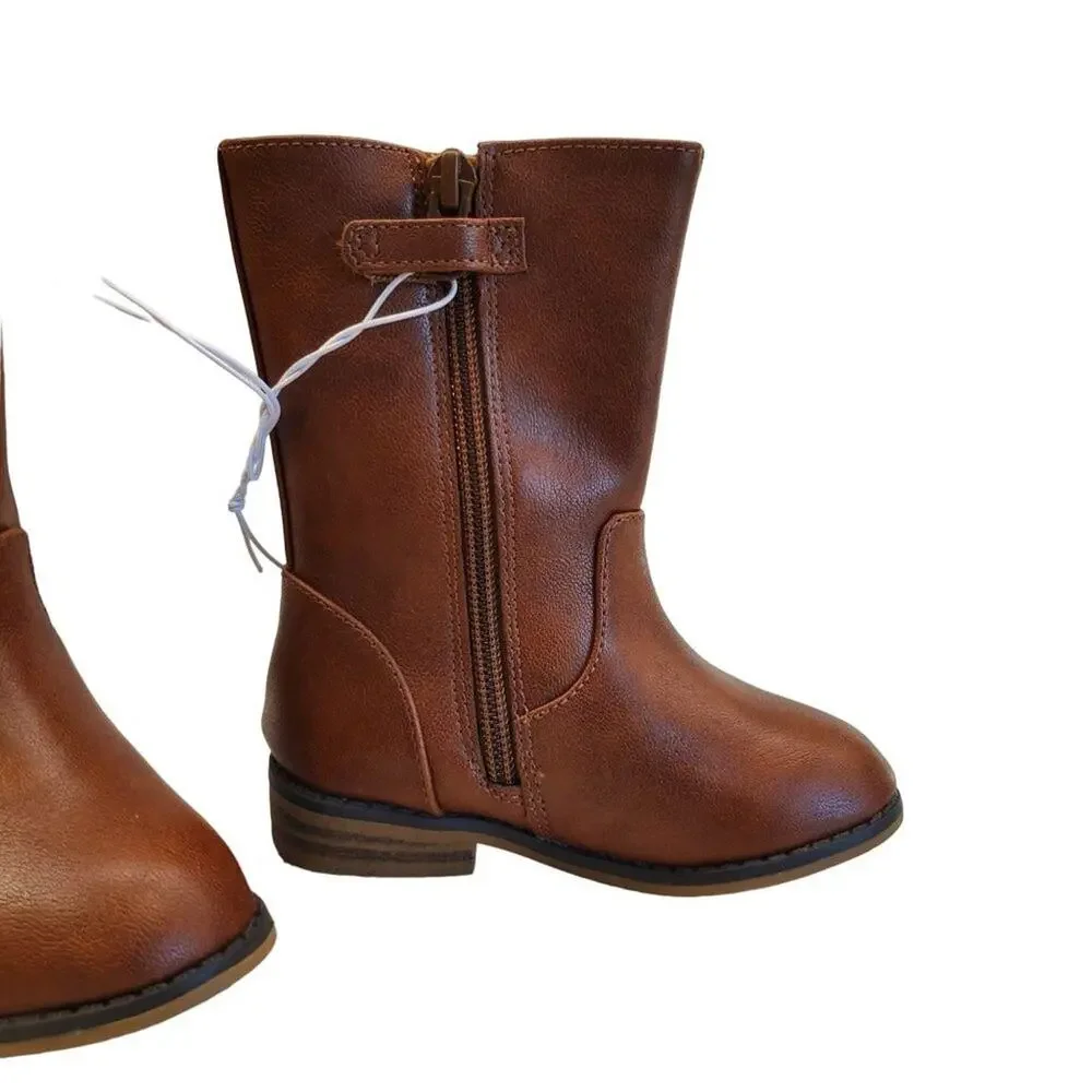 Cat & Jack Brown Boots Toddler Leather Boots Toddler Winter Boots Size 5